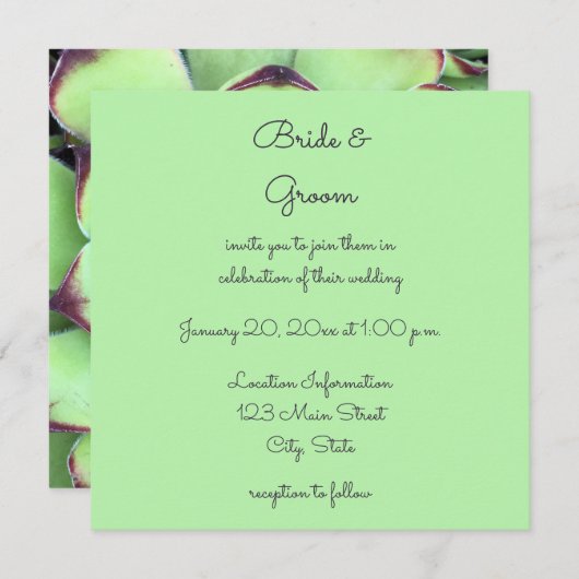 Grün-Dunkel-Lila Foto-Hochzeit Einladung (Vorne/Hinten)
