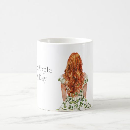 Grün Ein Apfel Pro Tag Rothaarige Kaffeetasse (Mittel)