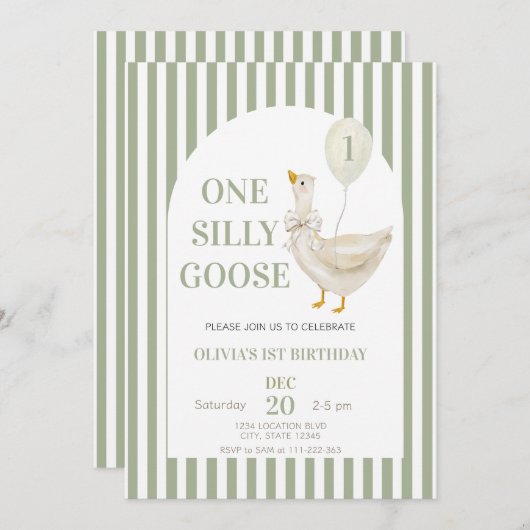Grün eines Albernen Gänsegeschlechts Neutraler Geb Einladung (Vorne/Hinten)