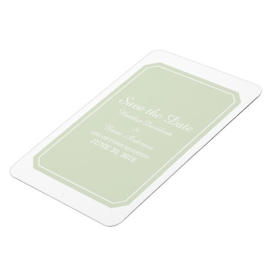 Grün einfach elegant Save the Date Magnet (Linke Seite)