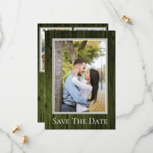 Grün Einfache Rustikale Foto Save The Date