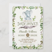 Grün-Elefant-Babyparty-Einladung botanisch Einladung (Vorderseite)