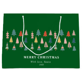 Grün Elegant Modernes Set der Weihnachtsbaumen Große Geschenktüte