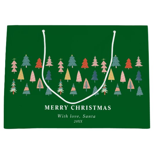 Grün Elegant Modernes Set der Weihnachtsbaumen Große Geschenktüte (Vorderseite)