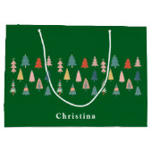 Grün Elegant Modernes Set der Weihnachtsbaumen Große Geschenktüte (Rückseite)
