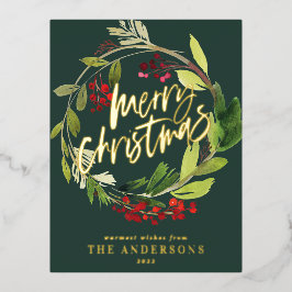 Grün, elegant, nicht im Foto Weihnachten Folien Feiertagspostkarte