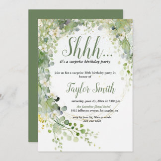 Grün elegantes Party mit floraler Überraschung lad Einladung