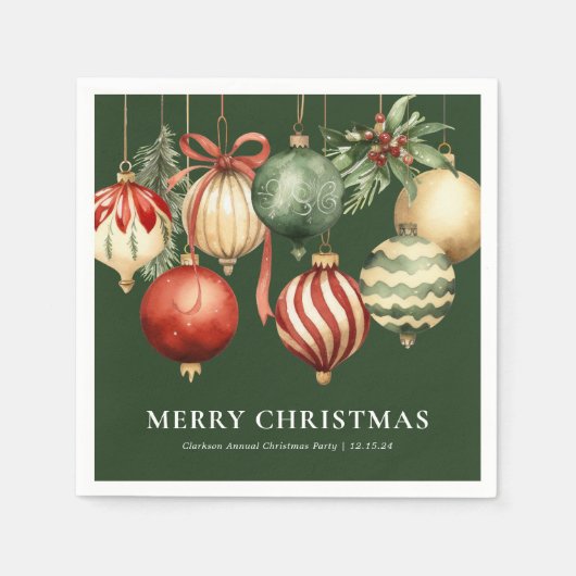 Grün Elegantes Weihnachtsgebäck Party Ornamente Serviette (Vorderseite)