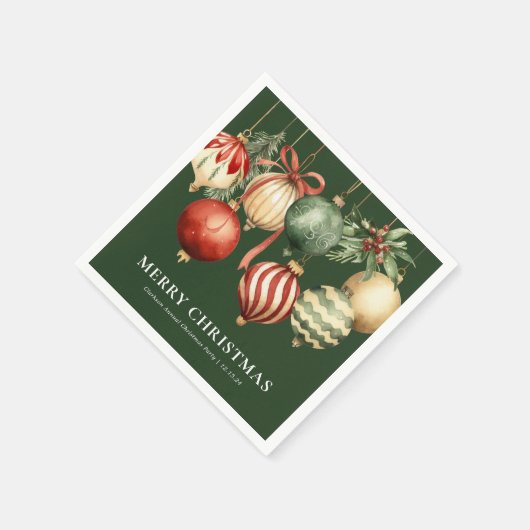 Grün Elegantes Weihnachtsgebäck Party Ornamente Serviette (Ecke)