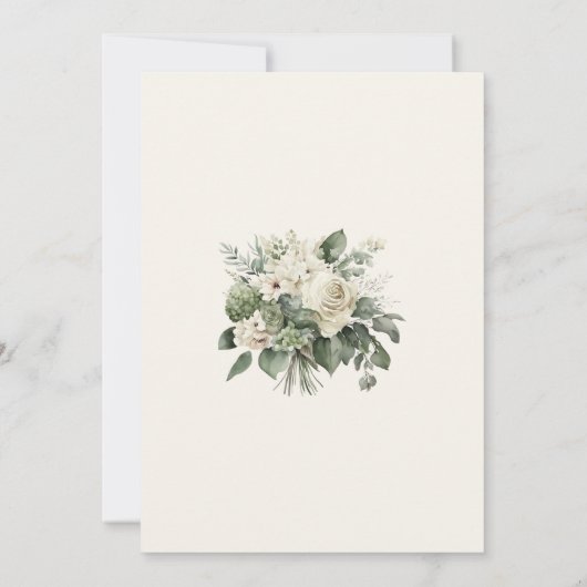 Grün & Elfenbeinkühe Blume Hochzeitskarte Einladung (Rückseite)
