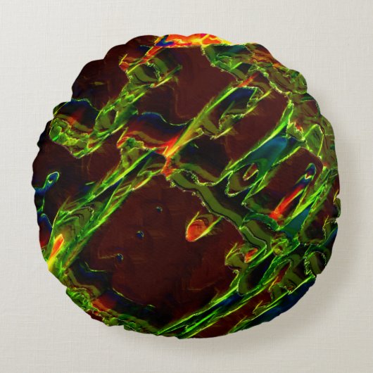 Grün entwässert rundes kissen (Vorderseite)