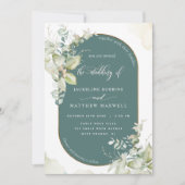 Grün, Eukalyptus-Oval-Arch, Grüne Hochzeit Einladung (Vorderseite)
