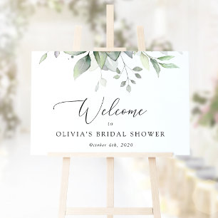 Grün, Eukalyptusblätter, Boho, Hochzeit Willkommen Poster