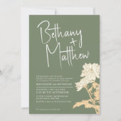 Grün Fall Blume Kalligraphie Skript Hochzeit Einladung (Vorderseite)