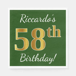 Grün, Falsches Gold 58. Geburtstag + Benutzerdefin Serviette