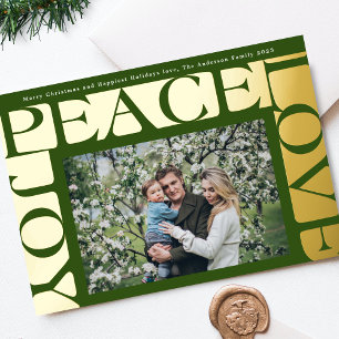 Grün farbenfroher LOVE PEACE JOY ein Bilderrahmen Folien Feiertagskarte