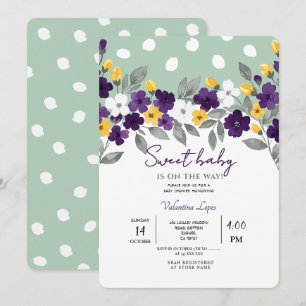 Grün   Farbige Blumen-Baby-Shower-Einladung Einladung