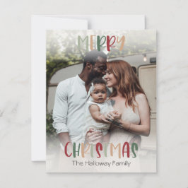 Grün farbige Weihnachtsbright Volles Foto Feiertagskarte