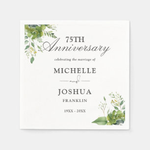 Grün Floral 75. Hochzeitsjubiläum Serviette