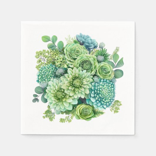 Grün Floral Serviette (Vorderseite)