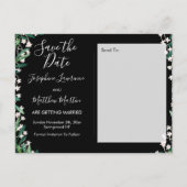 Grün & Florets Wasserfarbe Save the Date schwarz Ankündigungspostkarte (Rückseite)