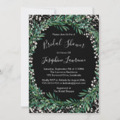 Grün & Florets Wasserfarbenes Schwarzes Brautparty Einladung (Vorderseite)