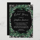 Grün & Florets Wasserfarbenes Schwarzes Brautparty Einladung (Vorne/Hinten)