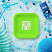 Grün fluoreszieren - Logo hinzufügen Pappteller (Party)