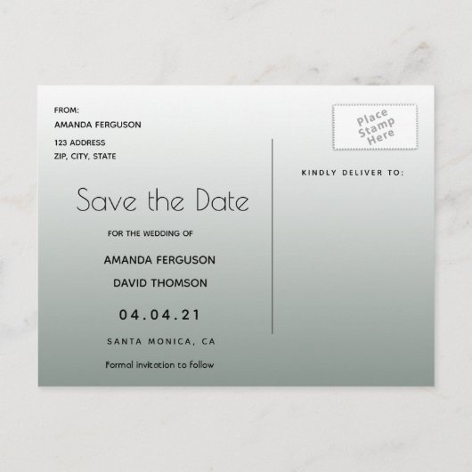 Grün Foto Blumenhochzeit Feiern Ankündigungspostkarte (Rückseite)