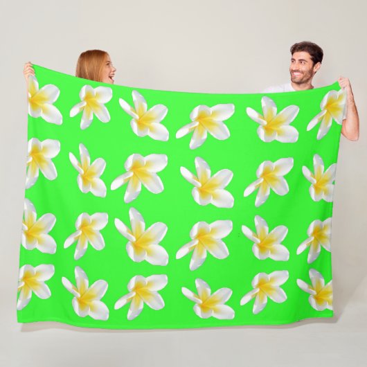 Grün Frangipani Delight, großes Fleece Blanket. (Beispiel)