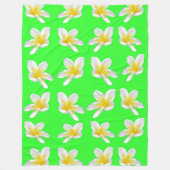 Grün Frangipani Delight, großes Fleece Blanket. (Vorderseite)