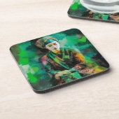 Grün-Frau Getränkeuntersetzer (Linke Seite)