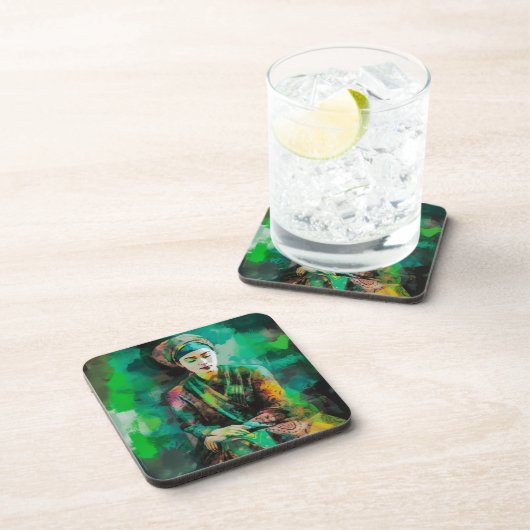 Grün-Frau Getränkeuntersetzer (Rechte Seite)