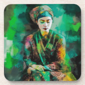 Grün-Frau Getränkeuntersetzer (Vorderseite)