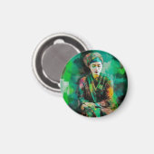 Grün-Frau Magnet (Vorderseite/Rückseite)