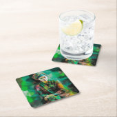 Grün-Frau Rechteckiger Pappuntersetzer (Vor Ort)