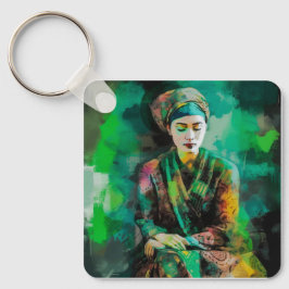 Grün-Frau Schlüsselanhänger