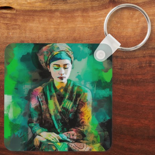 Grün-Frau Schlüsselanhänger (Rückseite)