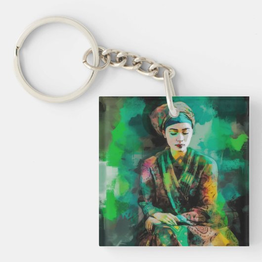 Grün-Frau Schlüsselanhänger (Vorderseite)