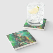 Grün-Frau Steinuntersetzer (Seitenansicht)