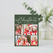 Grün frohe Weihnachten 4 Foto Urlaub Postkarte (Stehend Vorderseite)