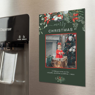 Grün Frohe Weihnachten Foto Grün Urlaub Magnetkarte