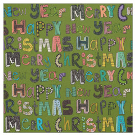 Grün frohe Weihnachten glücklich neues Jahr Stoff