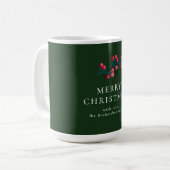Grün frohe Weihnachten Personalisierte Familie Kaffeetasse (Vorderseite Links)