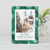 Grün Frohe Weihnachten Schneeflocken Schneeflocken (Stehend Vorderseite)