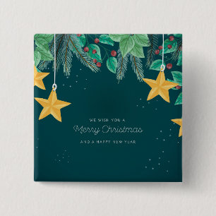 Grün frohe Weihnachten und ein glückliches Neujahr Button
