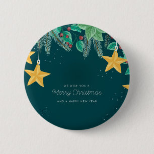 Grün frohe Weihnachten und ein glückliches Neujahr Button