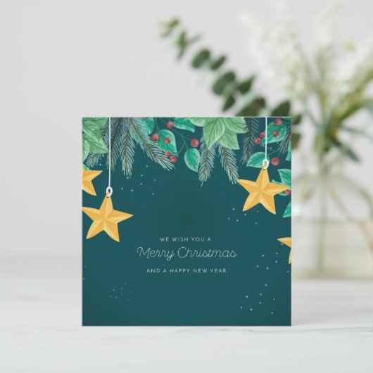 Grün frohe Weihnachten und ein glückliches Neujahr Karte (Stehend Vorderseite)
