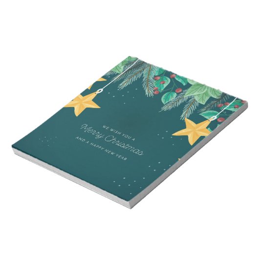 Grün frohe Weihnachten und ein glückliches Neujahr Notizblock (Rotiert)