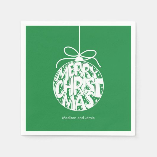 Grün frohe Weihnachtsfeiertage Serviette (Vorderseite)